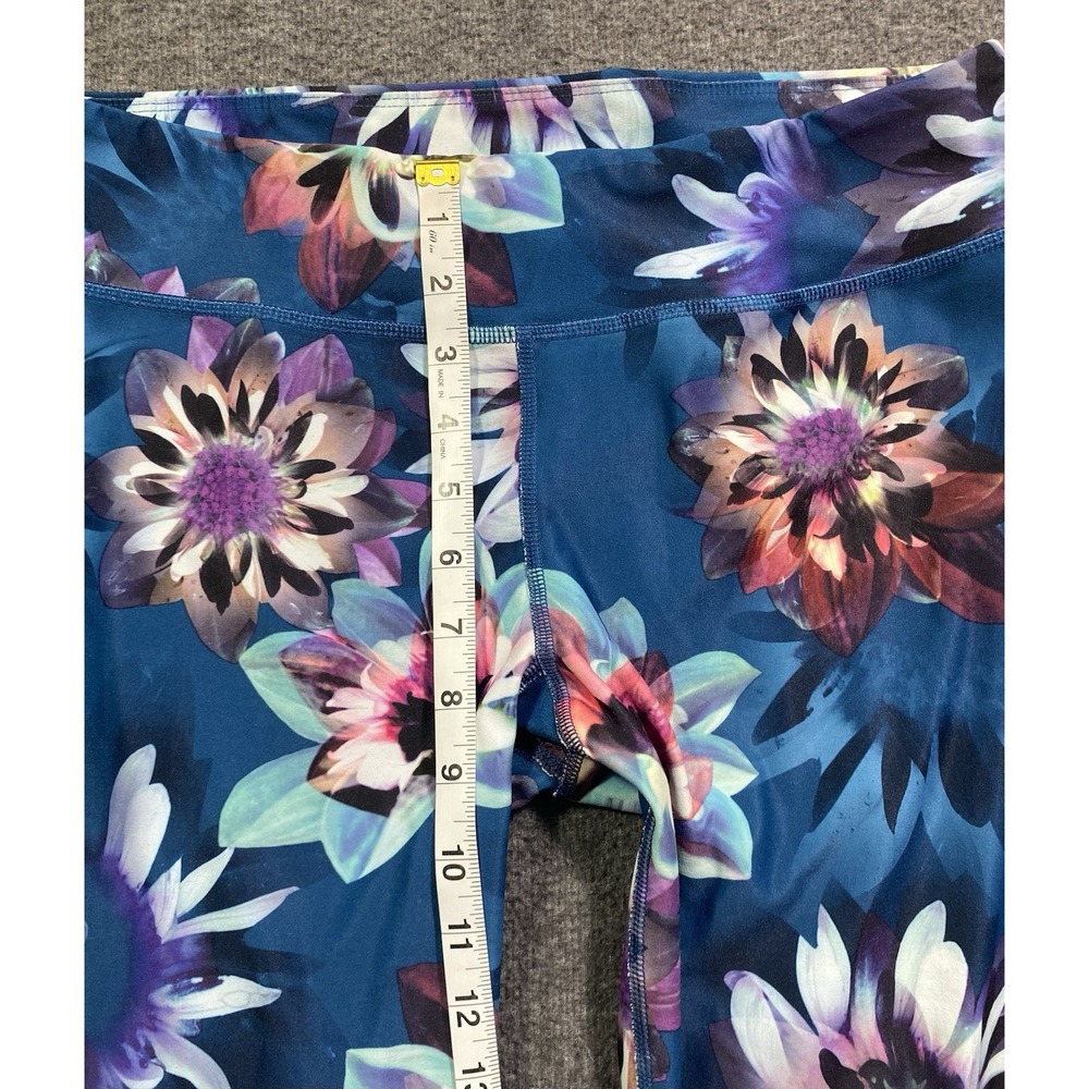 Live Love Dream Floral Leggings Women's Blue Pink Yoga Workout Pants Size L - Picture 4 of 9